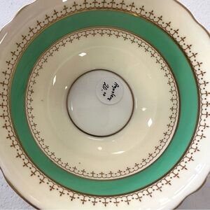 Antique - Elegant Green and Cream Double-Handled Bowl